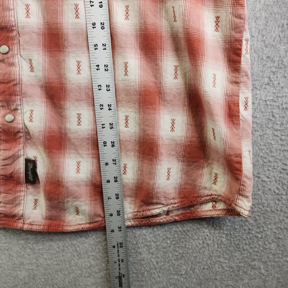 Wrangler Shirt Mens XXL Red Plaid Retro Premium Pearl Snap Yoked Rodeo Ranch - Picture 8 of 12